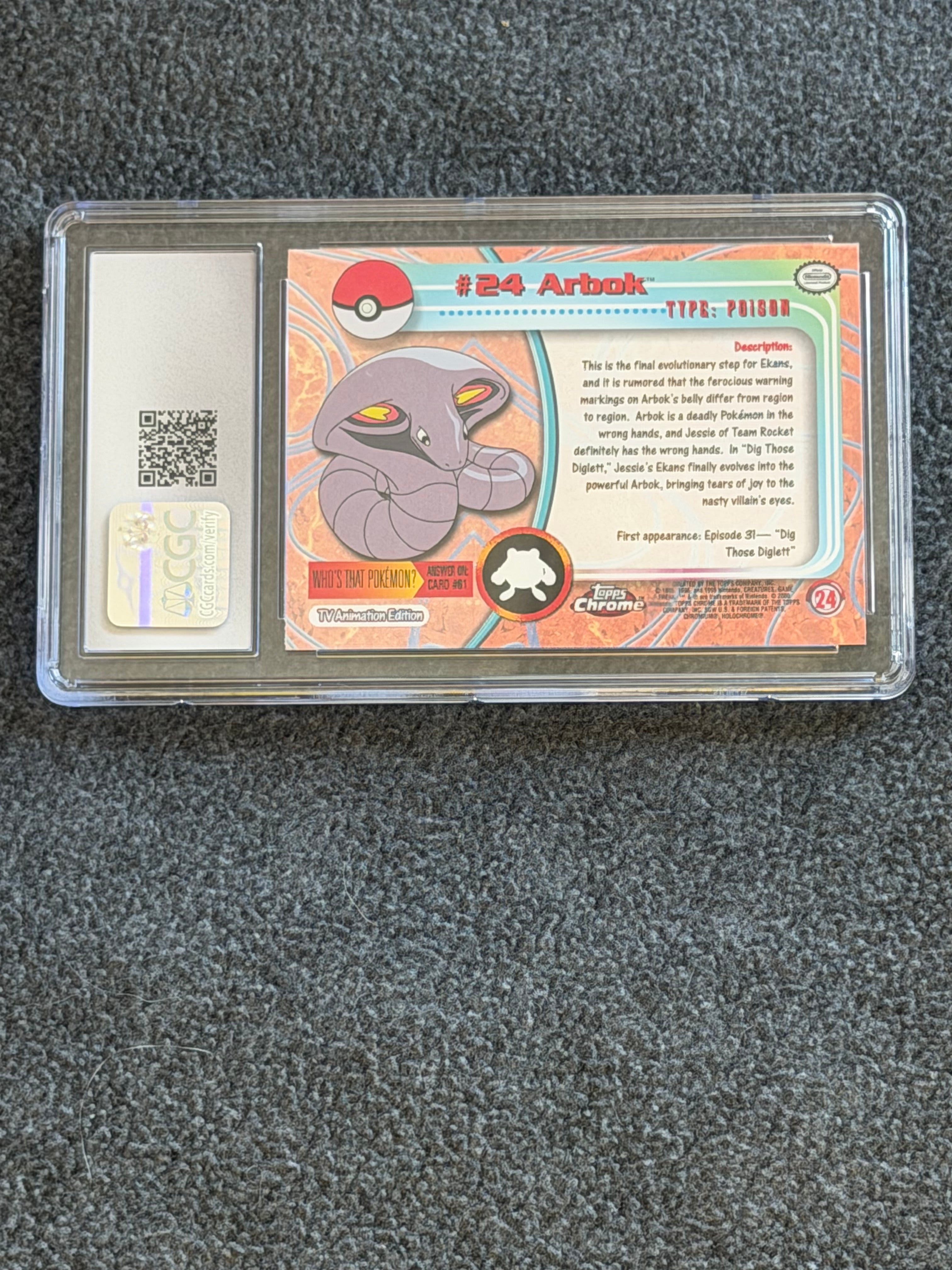 Arbok (Chrome) — Topps Series 1 #24 (back2)