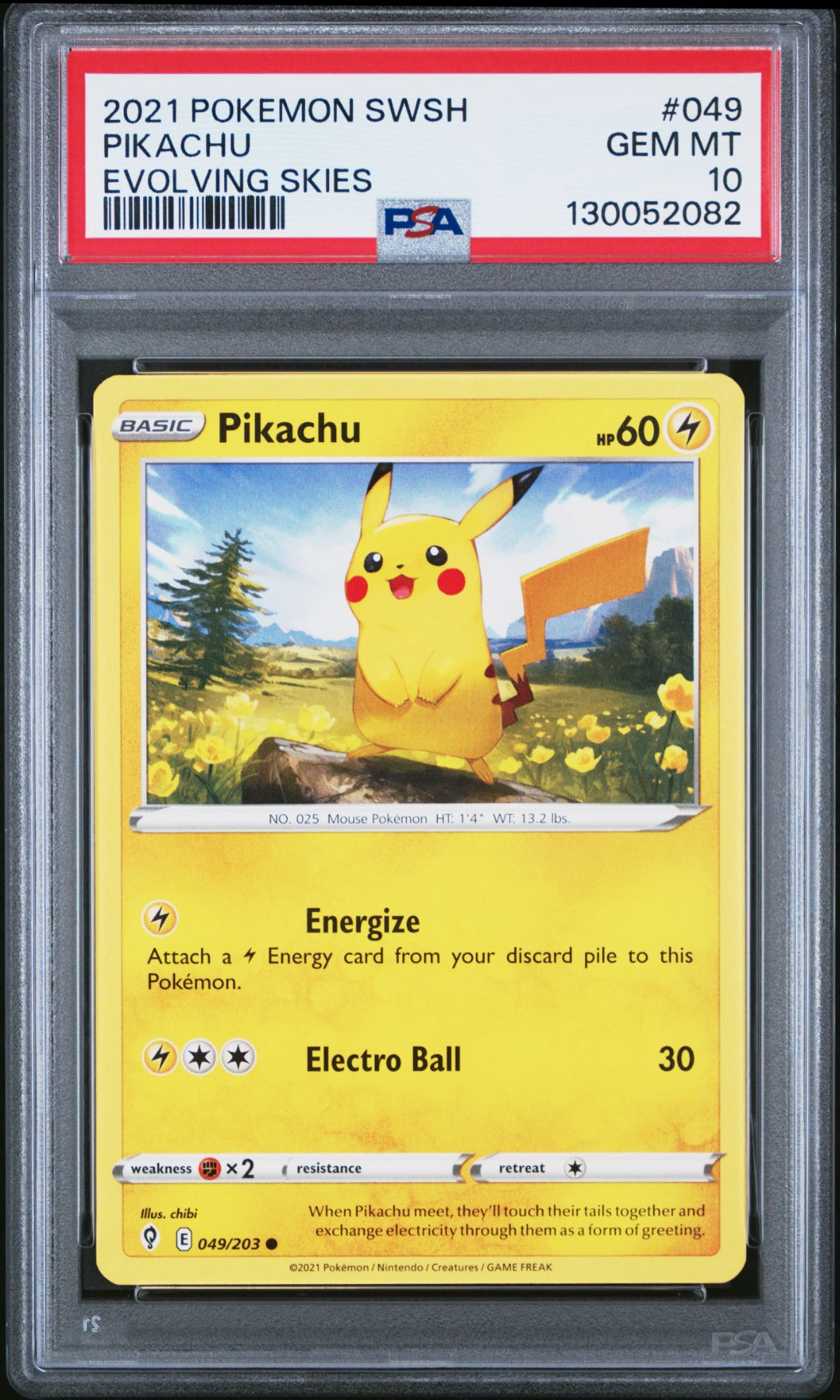 PSA 10 PIKACHU (-) — POKEMON SWORD & SHIELD EVOLVING SKIES #049 (2021)