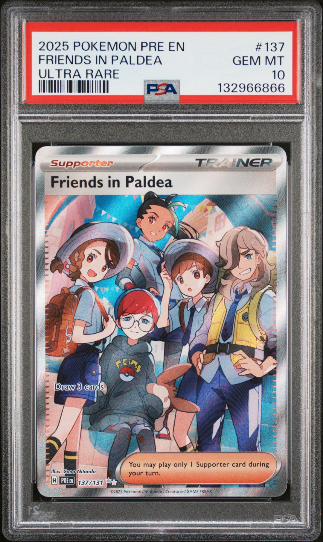 PSA 10 FRIENDS IN PALDEA (ULTRA RARE) — POKEMON PRE EN-PRISMATIC EVOLUTIONS #137 (2025)