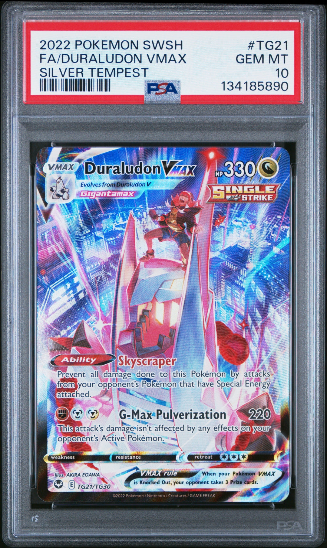 PSA 10 FULL ART/DURALUDON VMAX (-) — POKEMON SWORD & SHIELD SILVER TEMPEST #TG21 (2022)