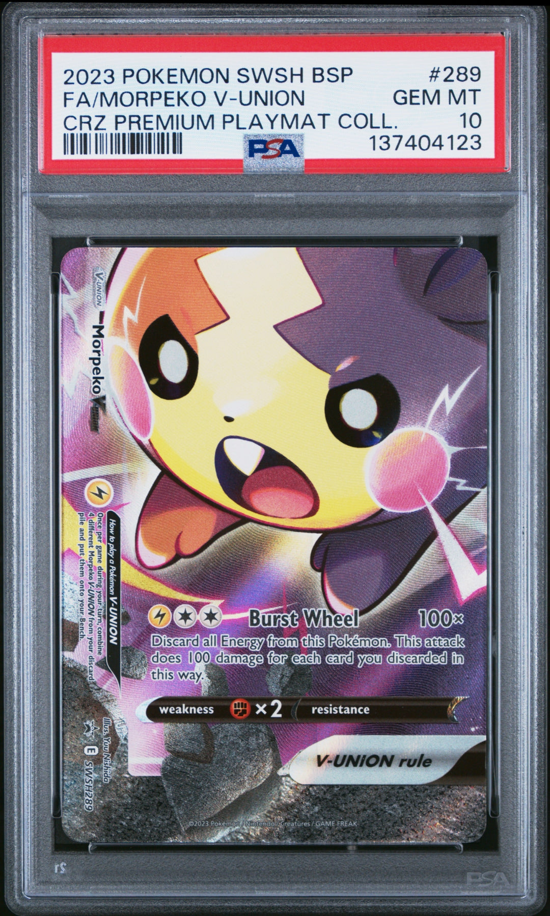 PSA 10 FULL ART/MORPEKO V-UNION (CROWN ZENITH PREMIUM PLAYMAT COLLECTION-MORPEKO V-UNION) — POKEMON 
