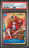 PSA 10 MONKEY D. LUFFY (2ND ANNIVERSARY TOURNAMENT-PARTICIPATION) — ONE PIECE PROMOS #043 (2024)
